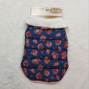 Lake & Trail Blue Floral Colorful Lined Dog Coat Size S